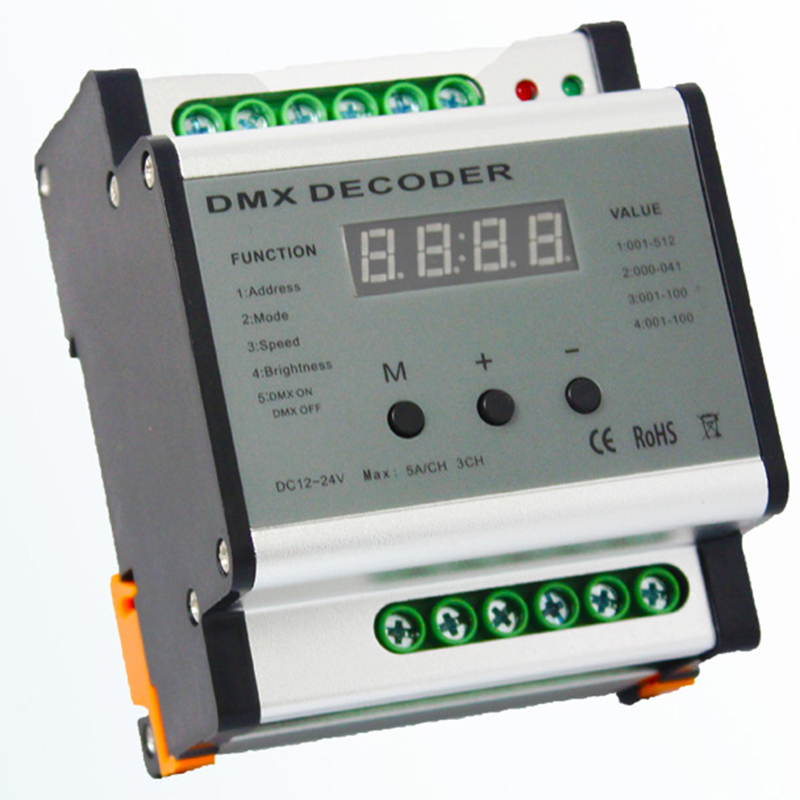 DMX700 DC12V-24V DMX512 Decoder, DMX 3 Channel LED Rail Decoder DMX700 DC12V-24V DMX512 Decoder, DMX 3 Channel LED Rail Decoder